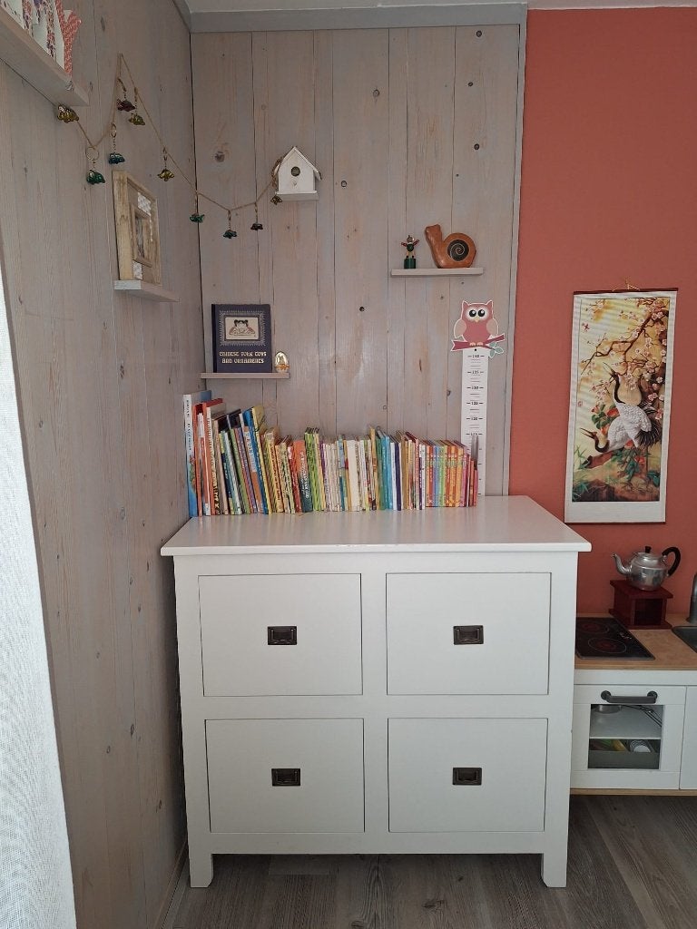 Commode (wit met 4 laden), Ophalen, Gebruikt, 50 tot 70 cm, 100 cm of meer