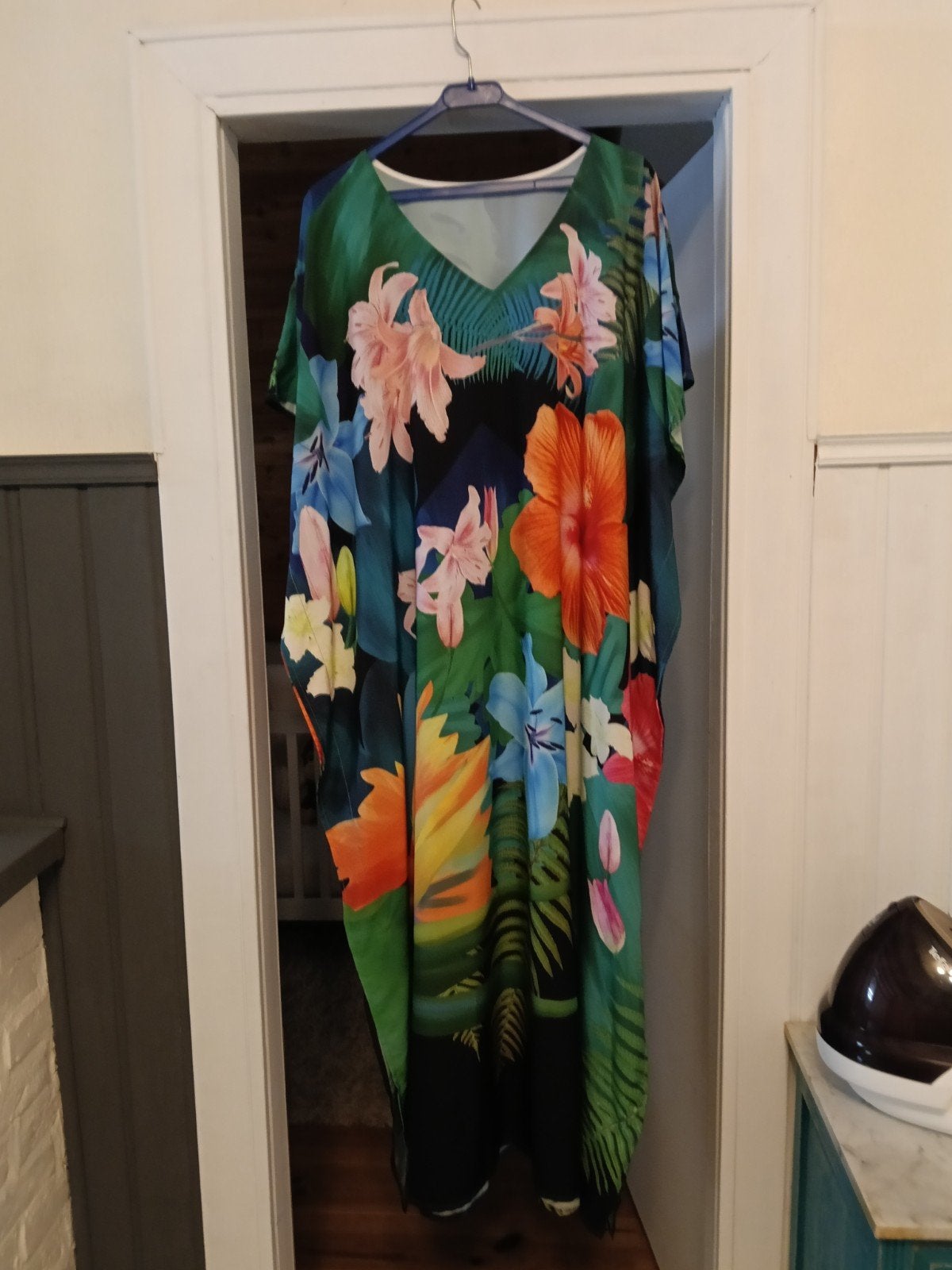 Zomerse Kaftan met Tropische Print - Maat xl, Meerkleurig, Maat 46/48 (XL) of groter, Ophalen of Verzenden, Onder de knie