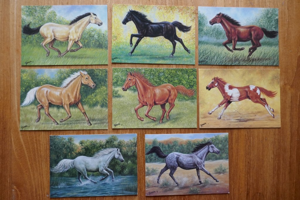8 ansichten tekening paard / P. Gasoir / Horn, Ophalen of Verzenden, 1980 tot heden, Ongelopen, Paard
