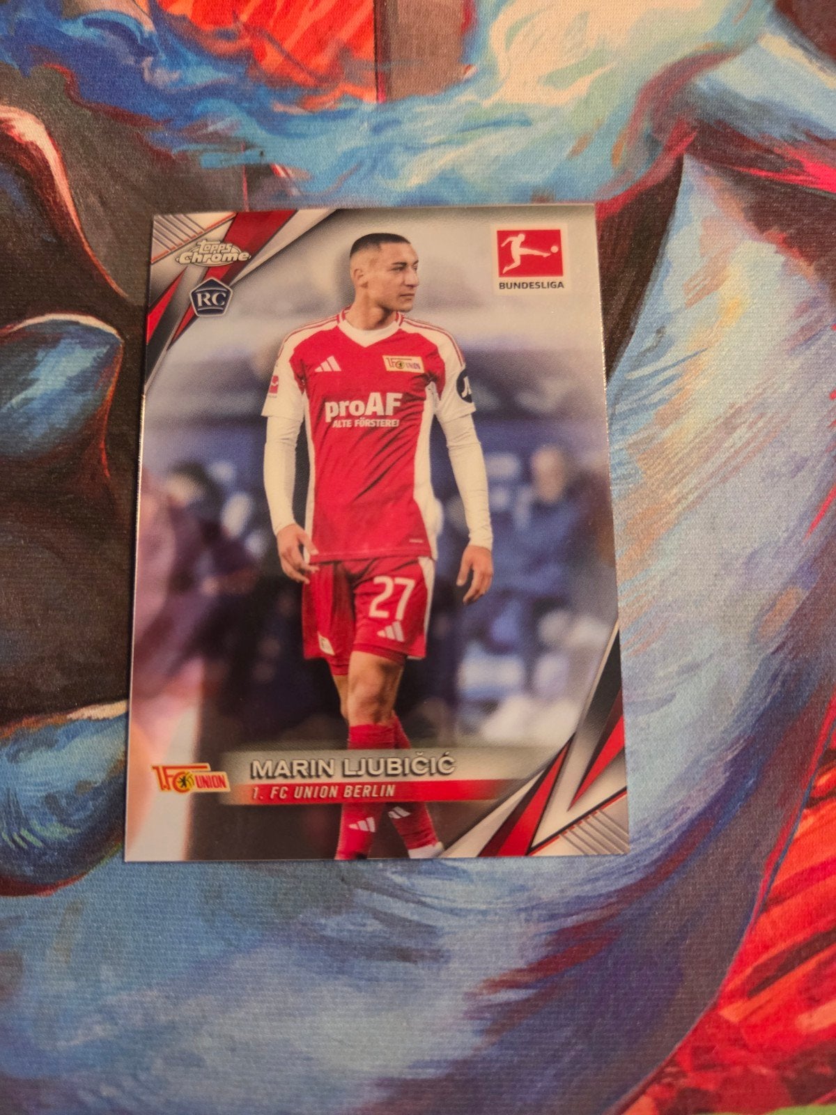 Marin Ljubicic Topps Chrome RC Voetbal Kaart Union Berlin, Verzamelen, Sportartikelen en Voetbal, Ophalen of Verzenden