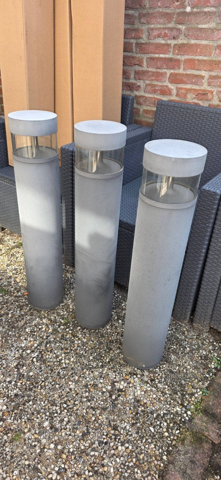 drie professionele LEDS C4 bolderarmaturen. LED indirect war, Tuin en Terras, Ophalen, Gebruikt, Minder dan 50 watt, Staande lamp