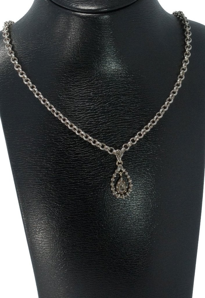 Roos diamant antieke hanger 14k goud ketting zilver jasseron, Verzenden, Goud, Ketting, Met edelsteen