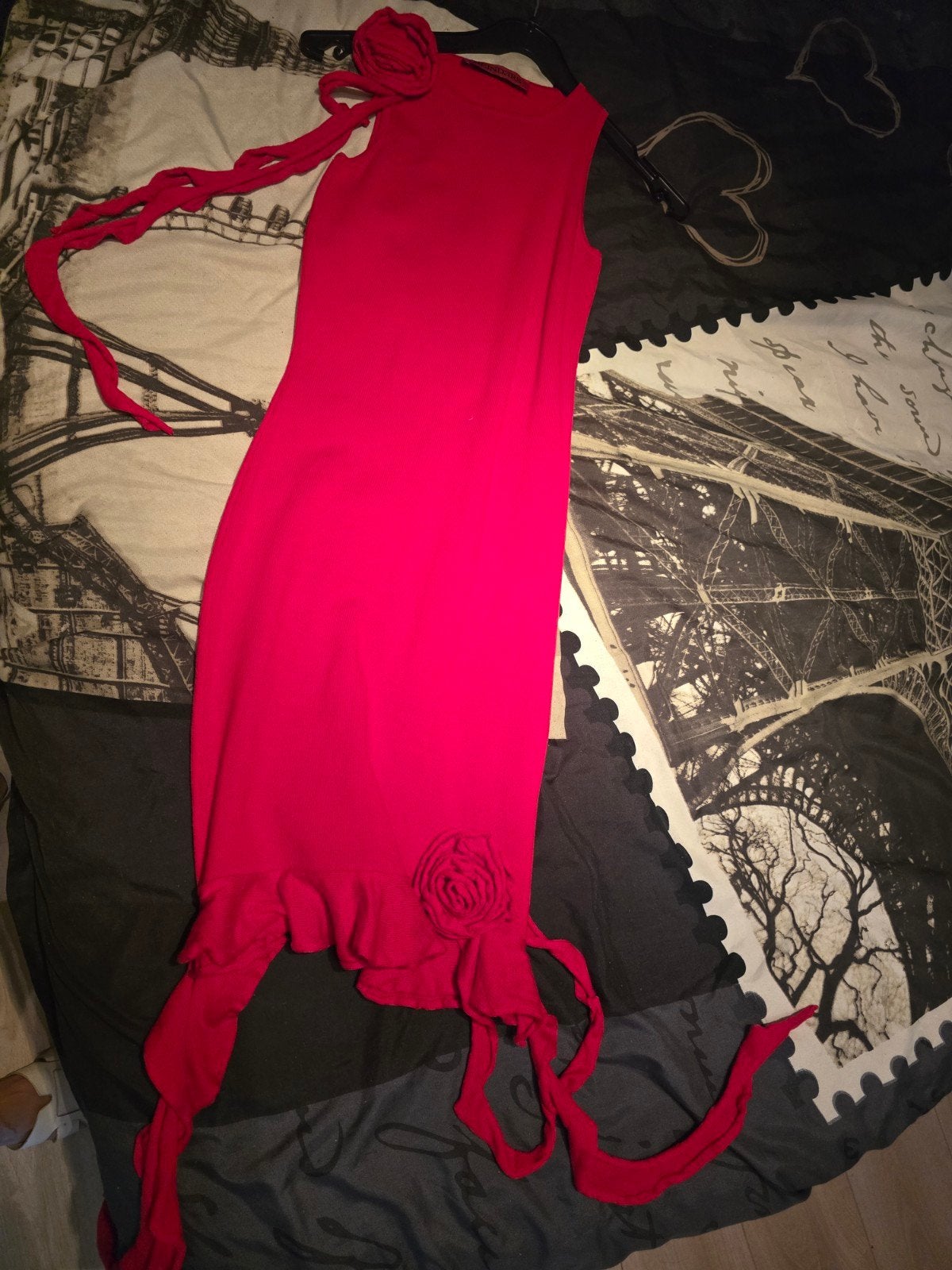 Reinders Rode Jurk met Rozen en Strikken - Maat XXS, Reinders, Ophalen of Verzenden, Zo goed als nieuw, Maat 34 (XS) of kleiner