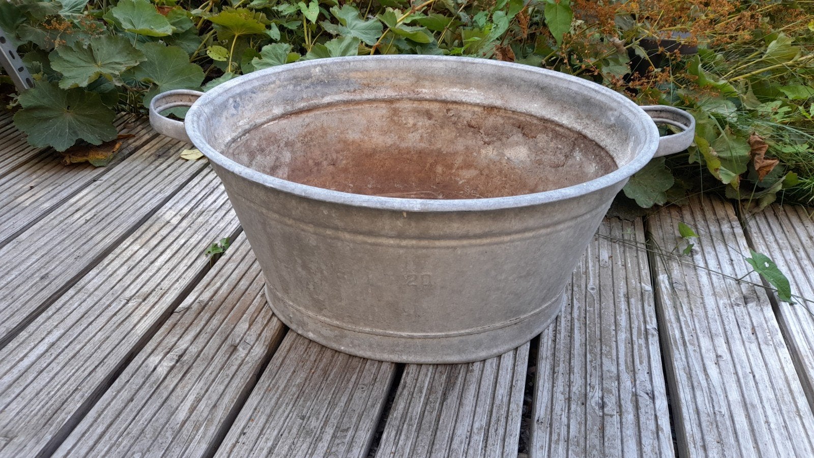 Grote vintage zinken teil, 20 liter., Tuin en Terras, Overige materialen, Gebruikt, Ophalen of Verzenden, Balkon