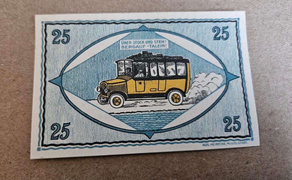 Duits Notgeld 25 Pfennig Unterweissbach 1921 - Bus, Verzenden, Duitsland, Los biljet