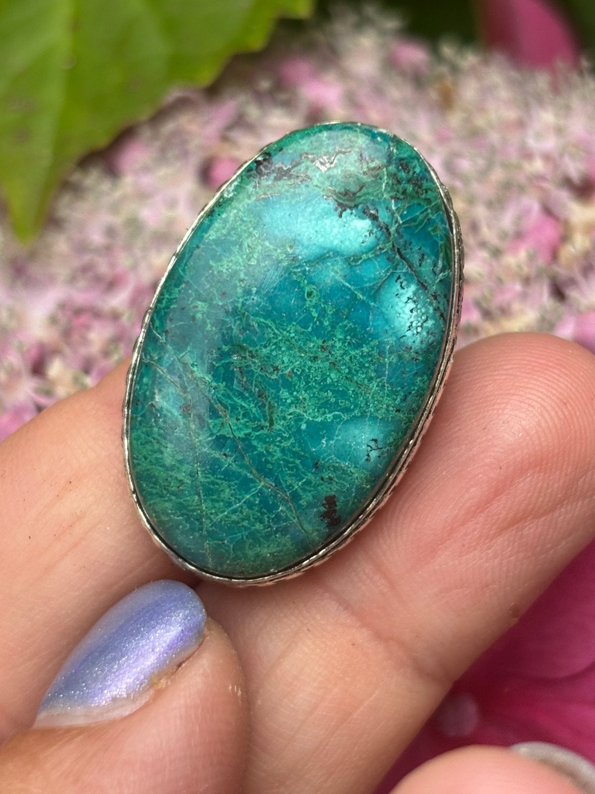 Chrysocolla Edelsteen Ring maat 18, Sieraden, Tassen en Uiterlijk, Ringen, Nieuw, Ophalen of Verzenden, 17 tot 18, Met edelsteen