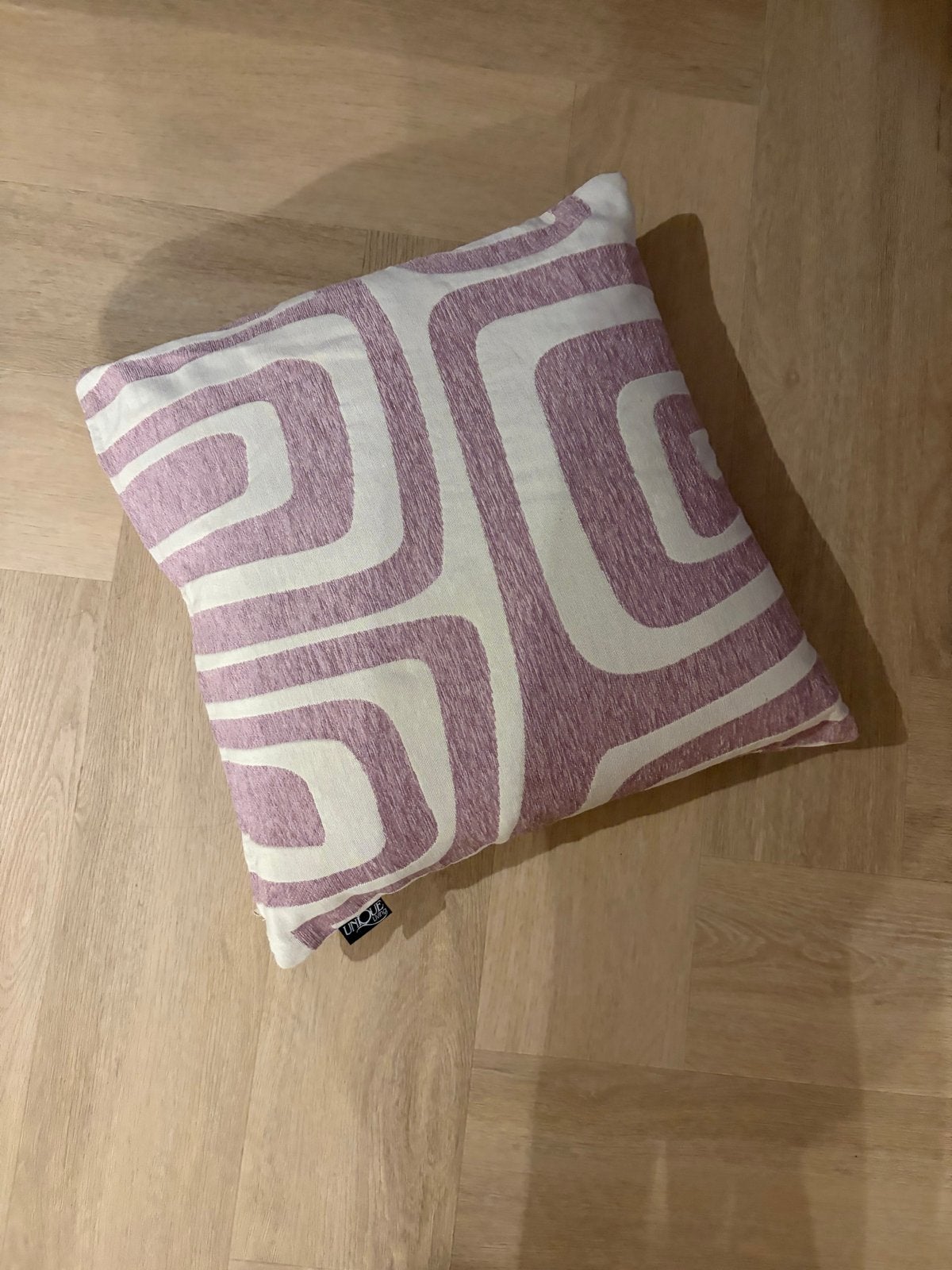Beige/lila sierkussen Unique Living 45x45 cm, Meerkleurig, Vierkant, Ophalen of Verzenden, Zo goed als nieuw