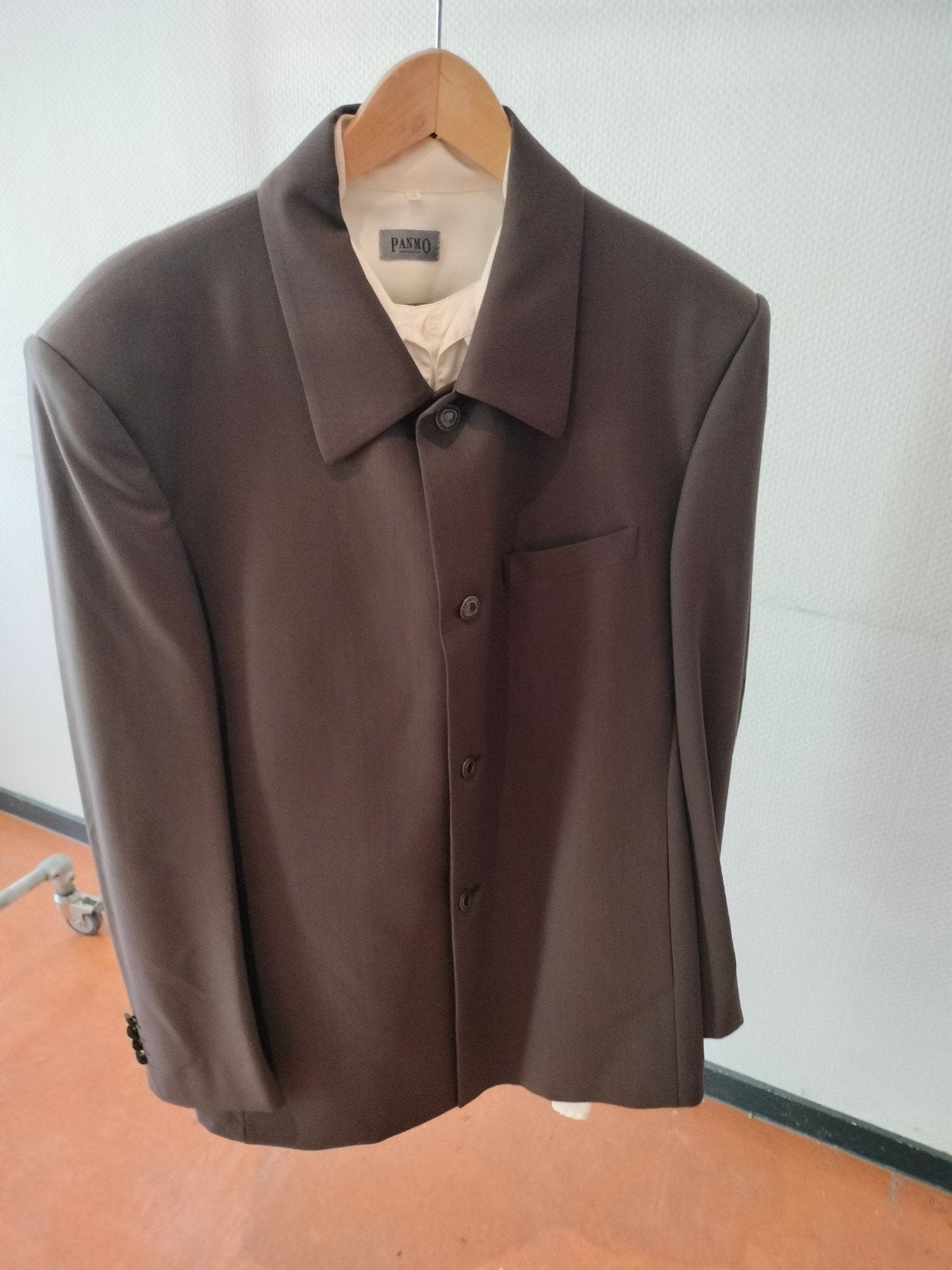 Vintage driedelig pak van 100% scheerwol - Maat 58, Bruin, Maat 56/58 (XL), Ophalen of Verzenden, Zo goed als nieuw