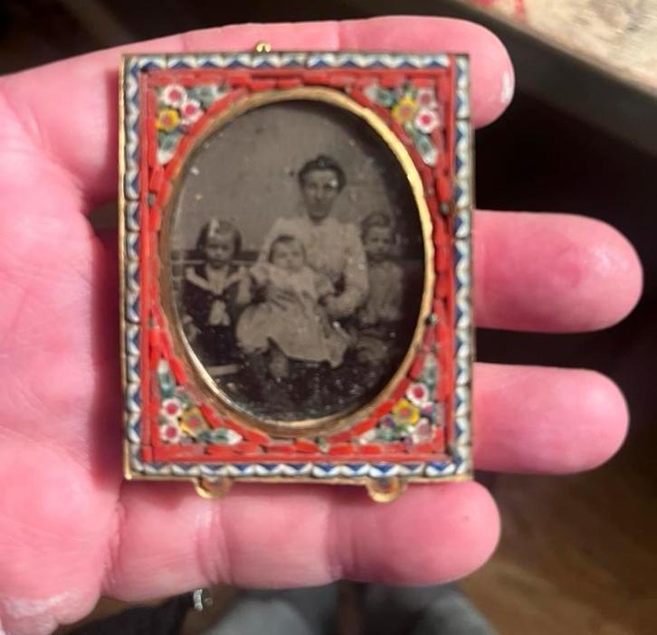 Mozaiek lijstje met foto rond 1900, Ophalen of Verzenden