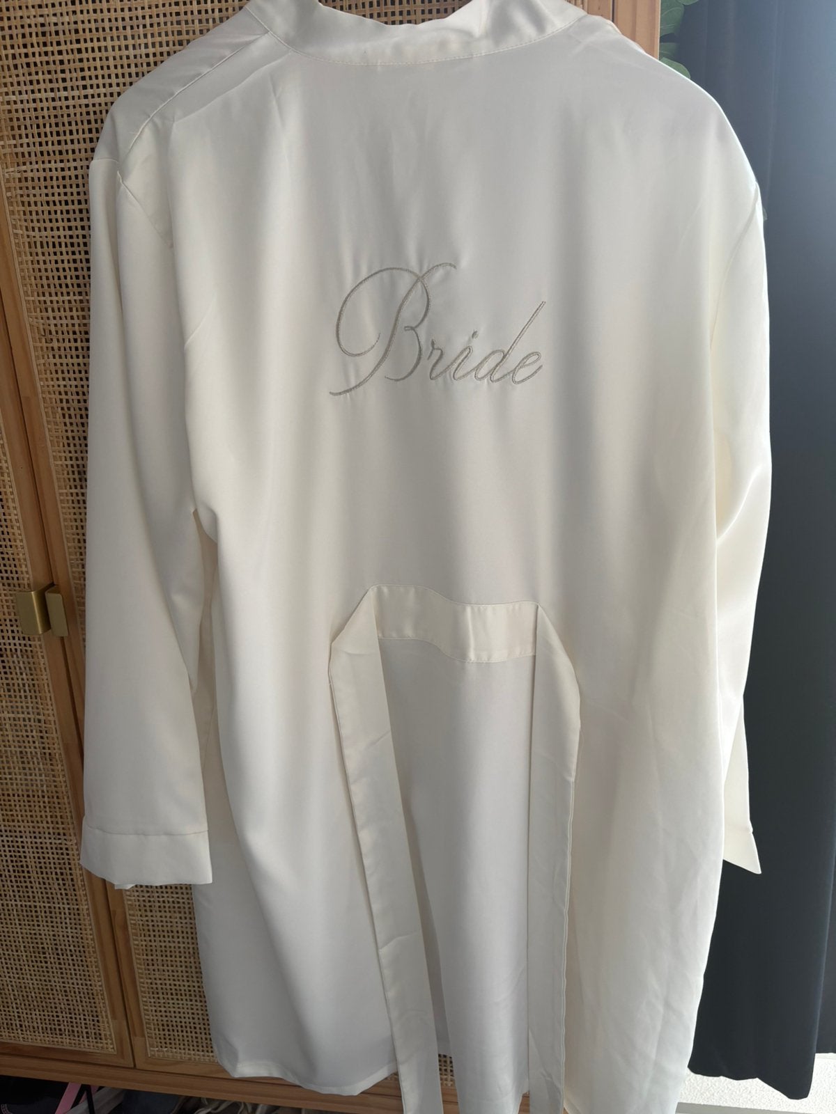 Satijnen kimono Bride maat XL, Ophalen of Verzenden, Zo goed als nieuw, Wit, Accessoires