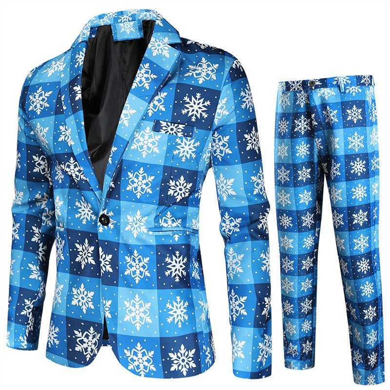 Heren blauw geruit kostuum pak blazer colbert broek luxe, Verzenden, Nieuw, Overige maten, Blauw