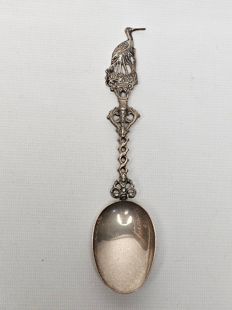 # Zilver Geboortelepel met Ooievaar, Ophalen