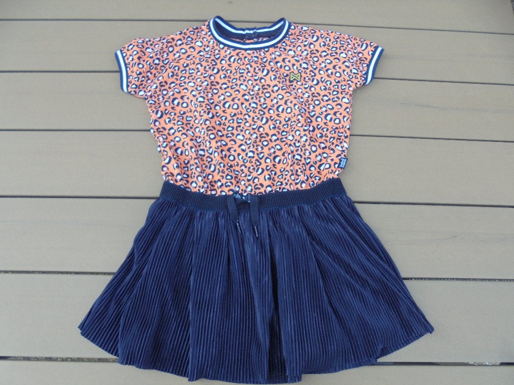 Oranje/blauw jurkje KokoNoko, Meisje, Ophalen of Verzenden, Zo goed als nieuw, Jurk of Rok
