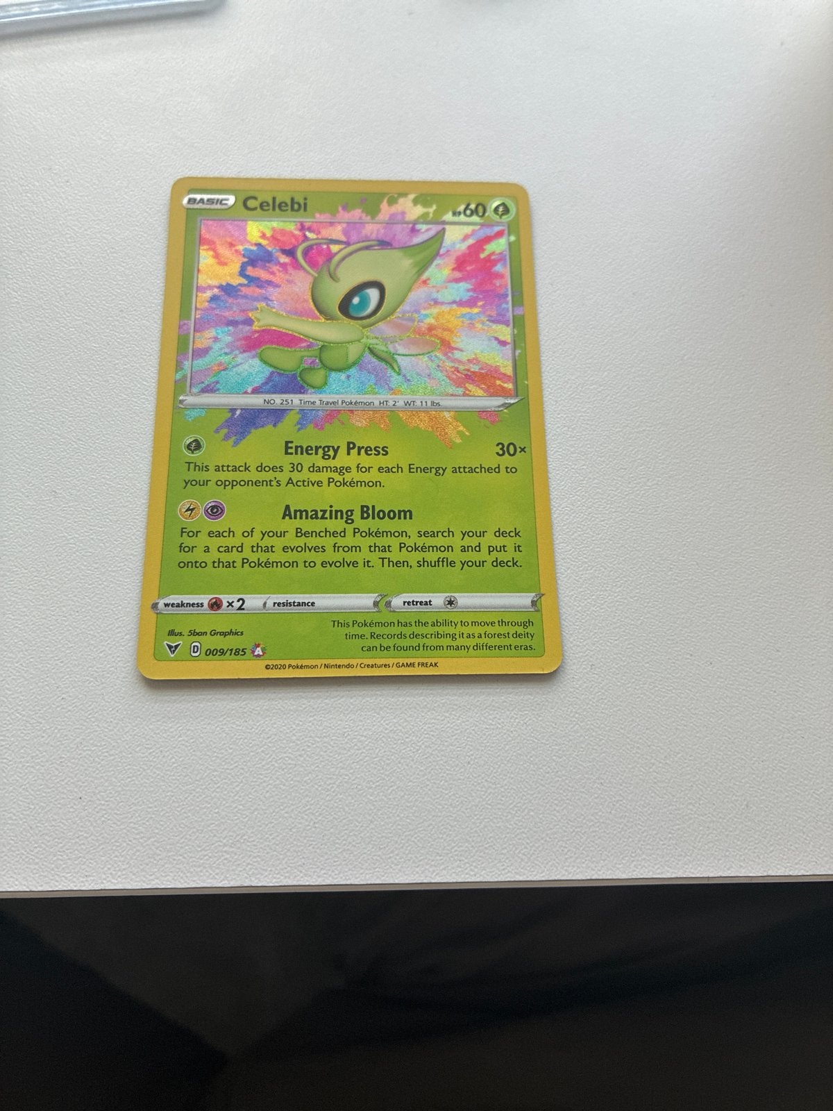 Pokémon Kaart Celebi 009/185 Amazing Bloom, Ophalen, Zo goed als nieuw, Losse kaart, Foil