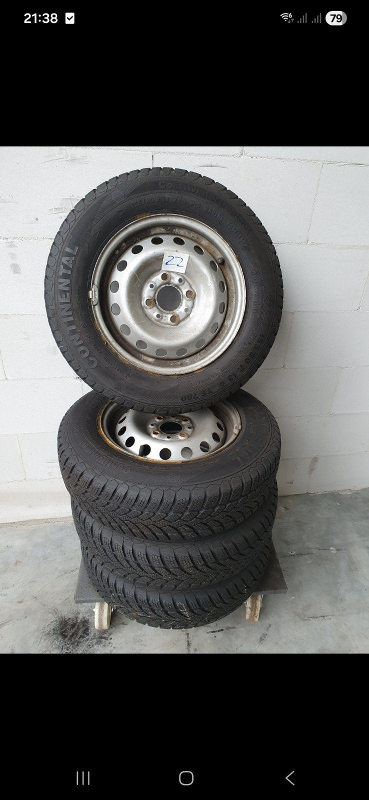 4 Continental winterbanden op stalen velgen 155/80 R13, Ophalen