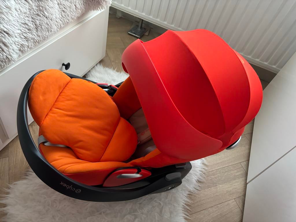 Cybex Cloud Q Platinum Autostoel - Oranje, Overige merken, Autogordel of Isofix, Slaapstand, Ophalen of Verzenden