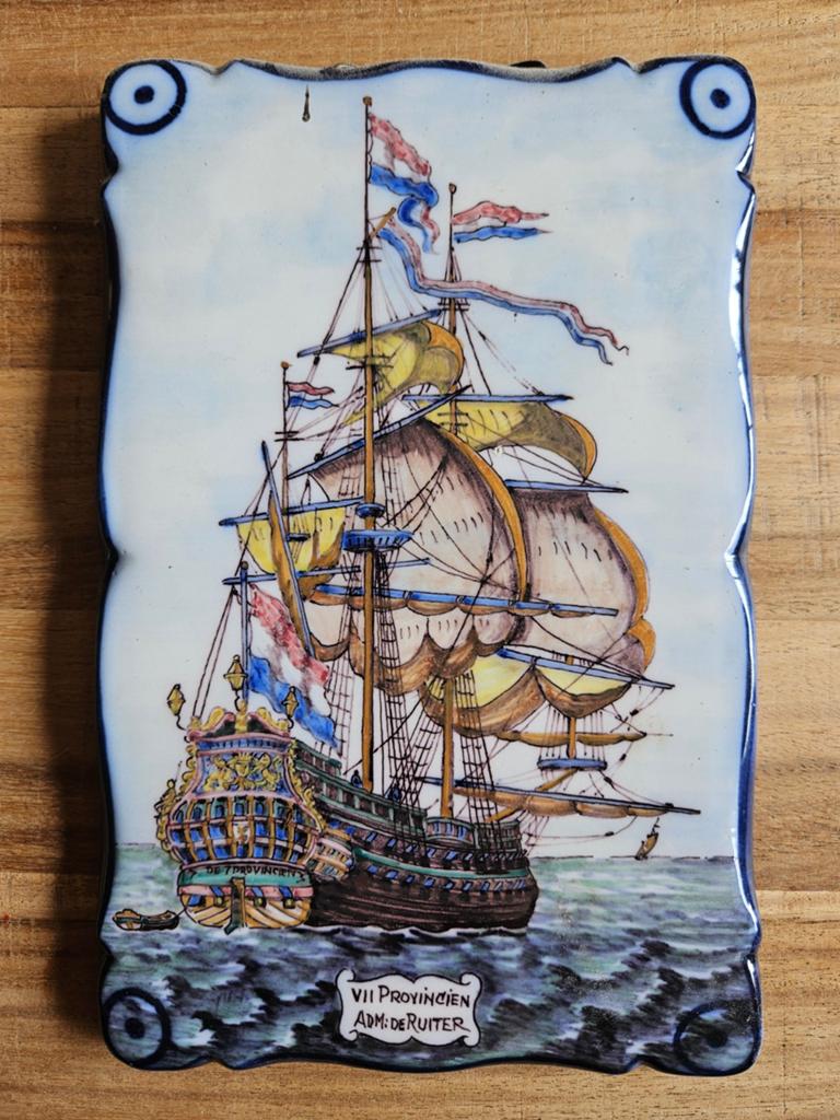 Delfts Blauw Tegeltableau 'De Zeven Provinciën' Westraven, Antiek en Kunst, Antiek | Wandborden en Tegels, Ophalen of Verzenden