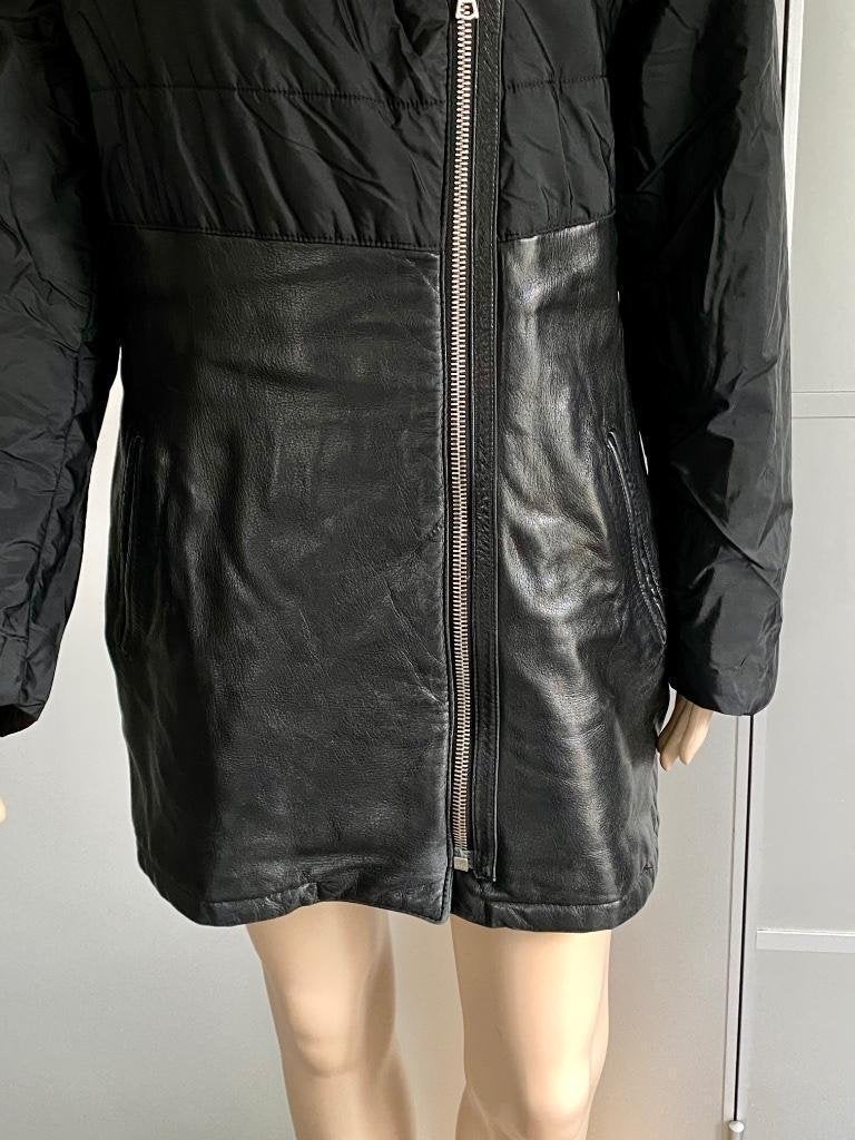 i586 Echt-leren jas maat L=42/44 winterjas parka zwart leer, Zwart, Maat 42/44 (L), Ophalen of Verzenden, Zo goed als nieuw