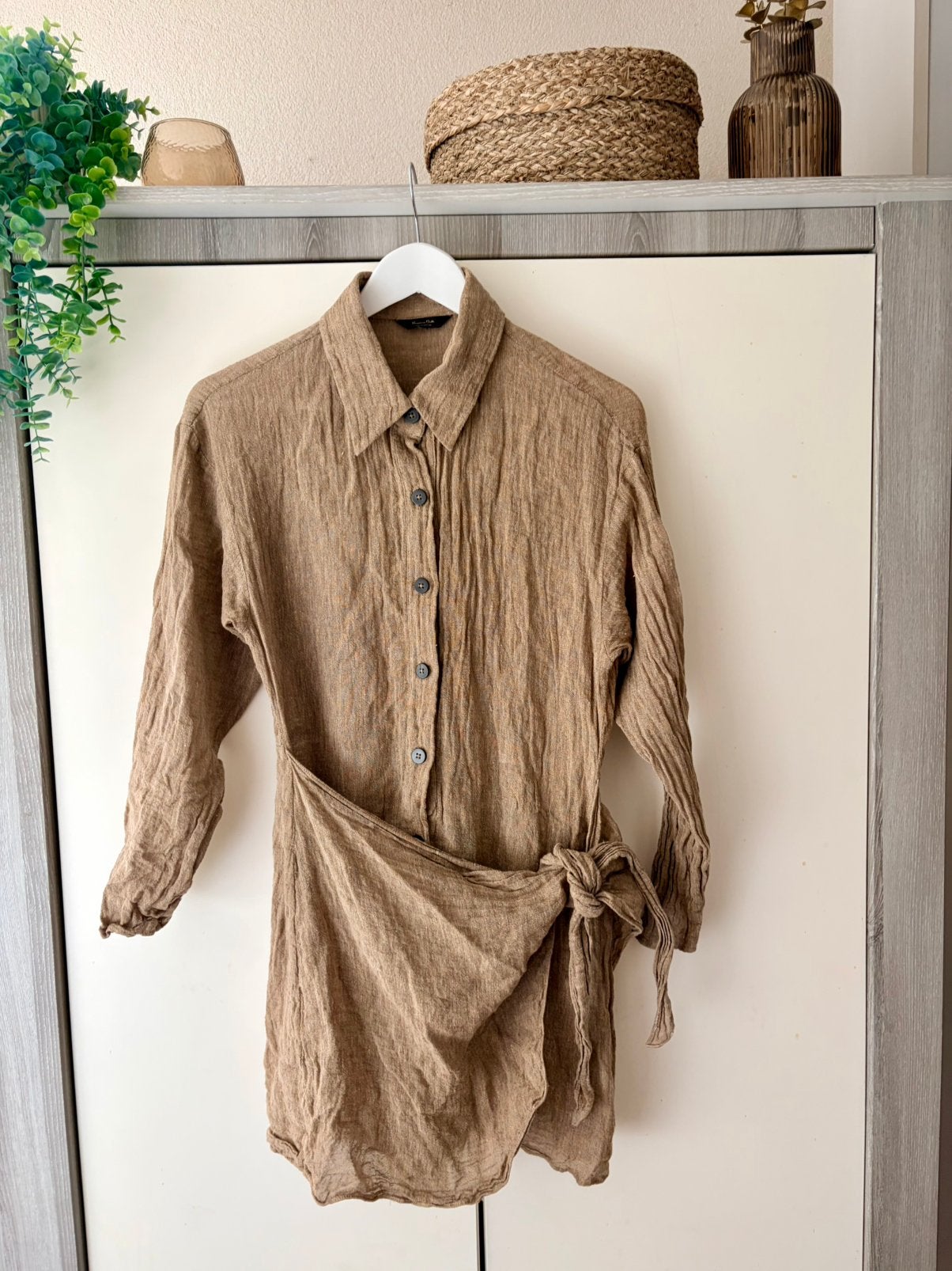 Massimo Dutti linnen playsuit maat S, Ophalen of Verzenden, Zo goed als nieuw, Maat 36 (S), Beige