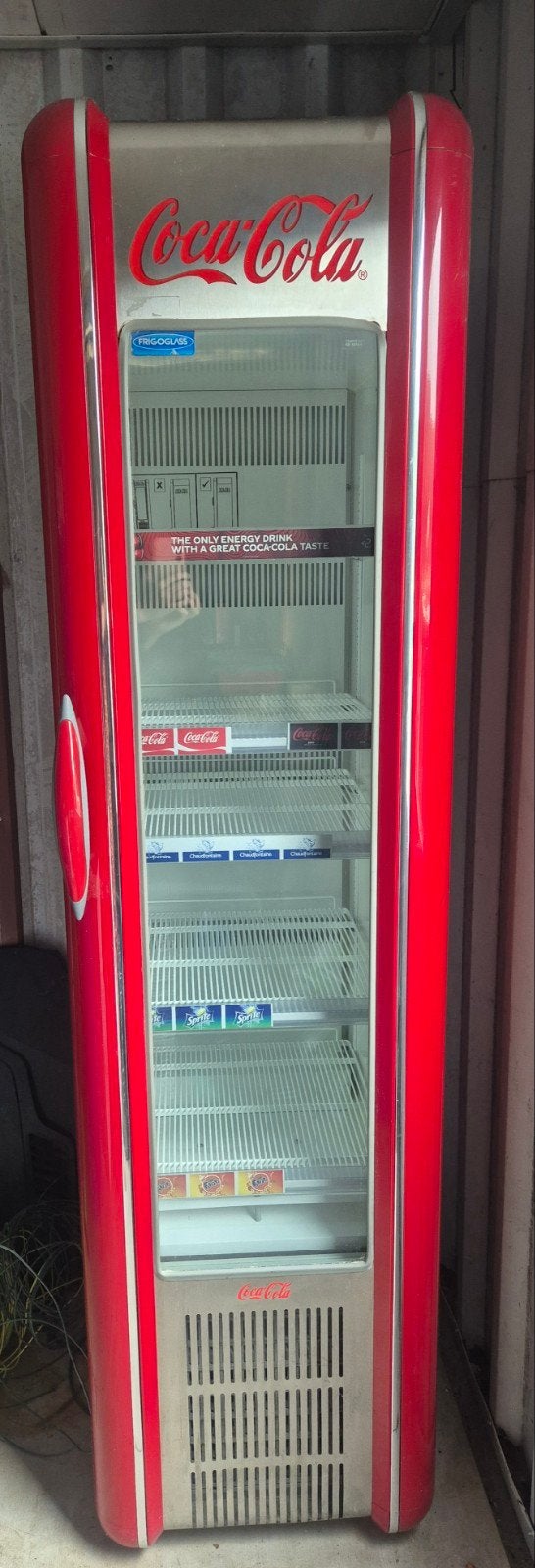 Rode Coca-Cola Retro slimline Koelkast/ 264 ltr/ verlichting, Ophalen, 100 tot 150 liter, 160 cm of meer, 45 tot 60 cm