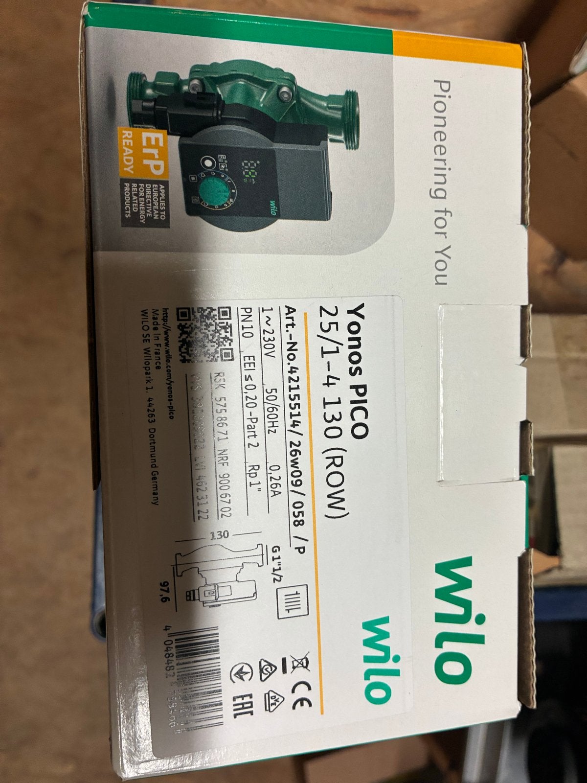 Wilo Yonos PICO 25/1-4 130 (ROW) Circulatiepomp, Ophalen of Verzenden, Nieuw