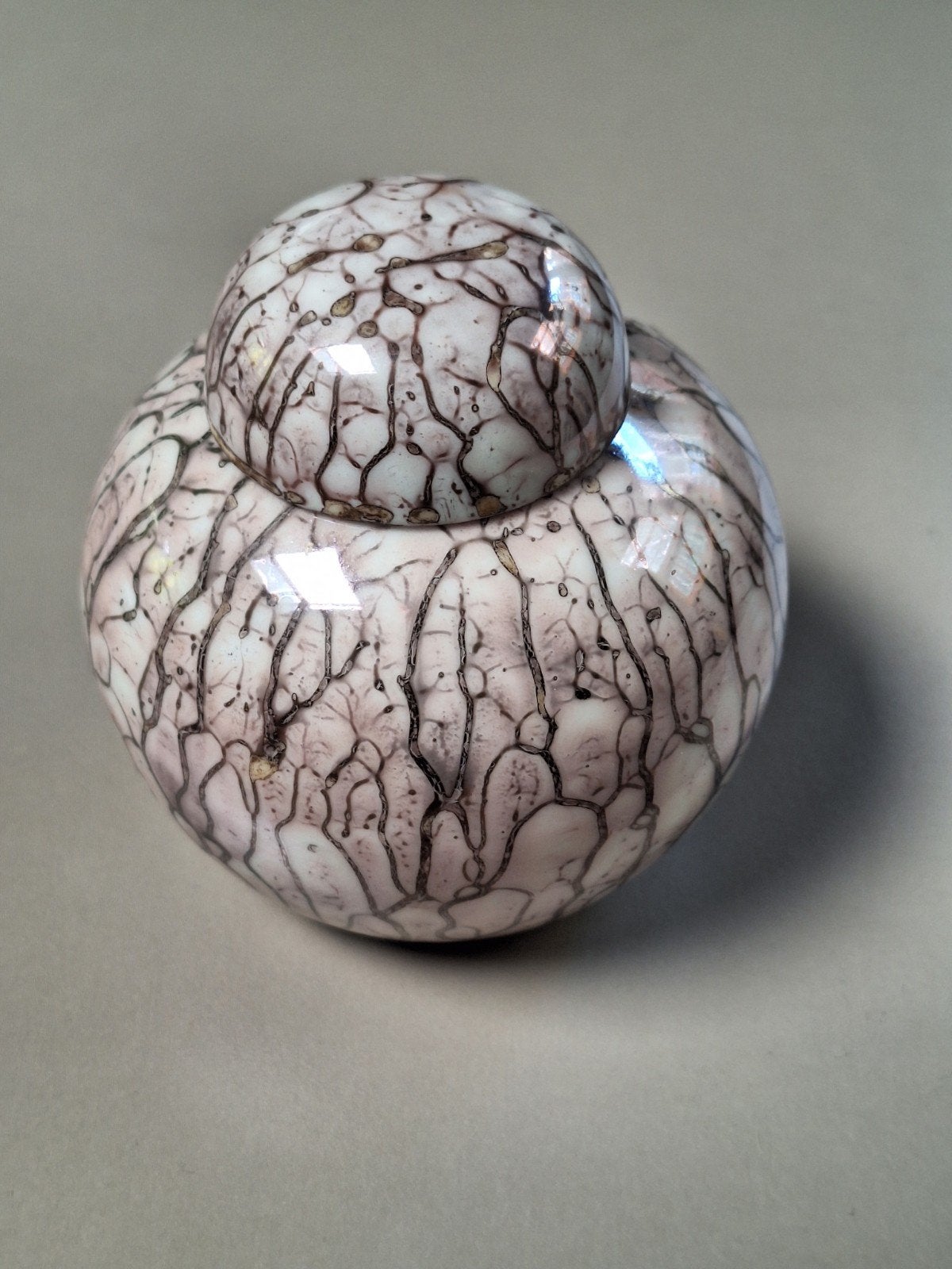 Handgemaakte Raku Craquelé Pot met Deksel, Ophalen of Verzenden