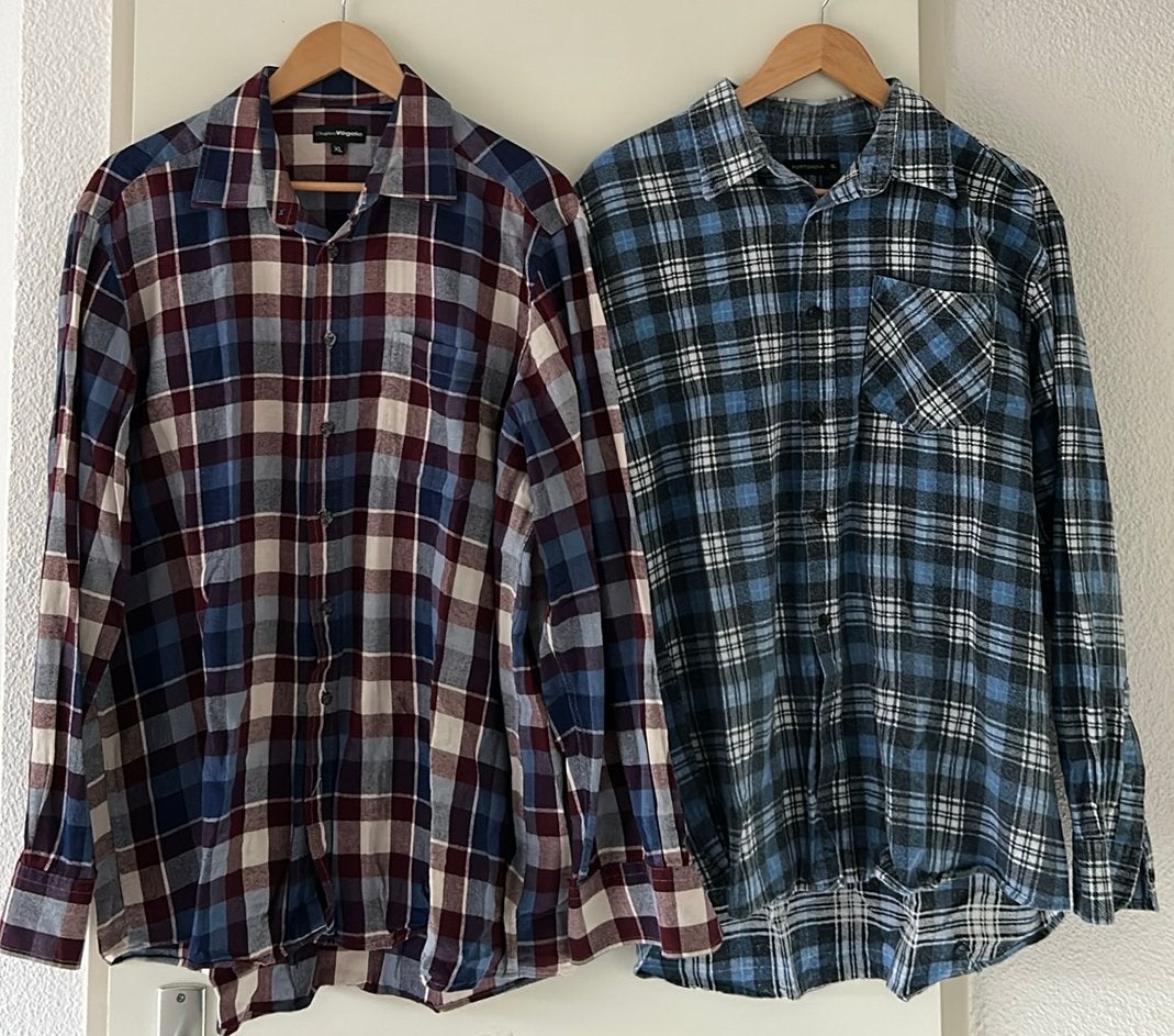 2 overhemden met lange mouw flanel XL, Ophalen of Verzenden, Zo goed als nieuw, Overige kleuren, Halswijdte 43/44 (XL)