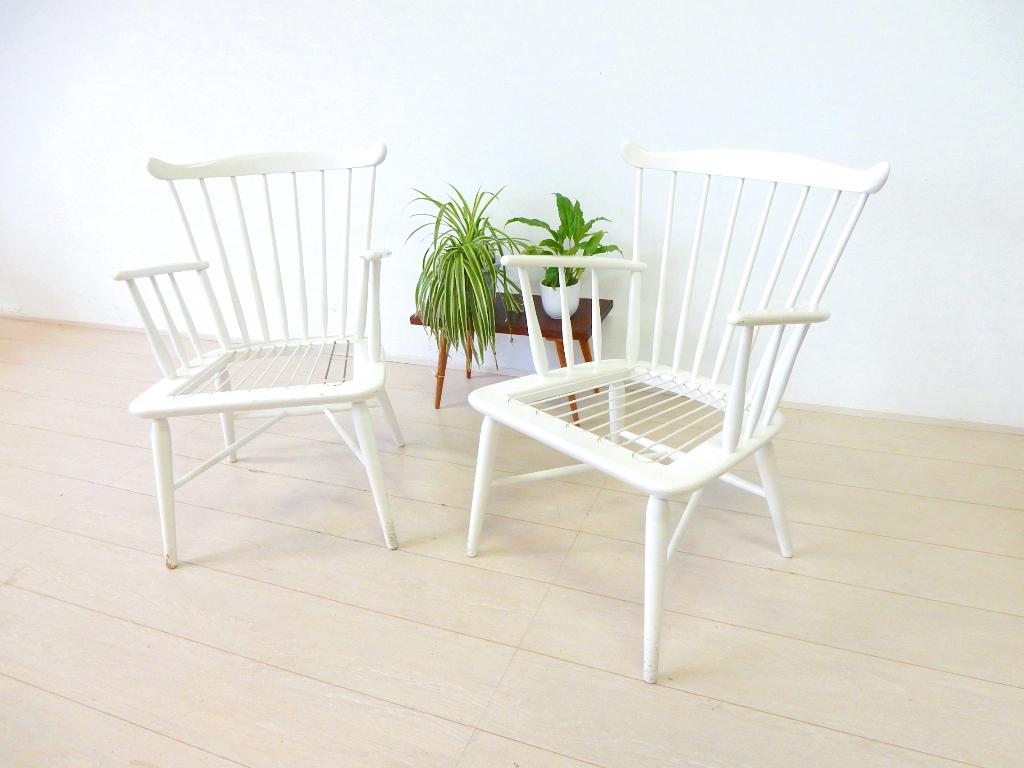 vintage fauteuil BORGE MOGENSEN jaren 50 spijlenstoel, Gebruikt, ., Vintage, 75 tot 100 cm