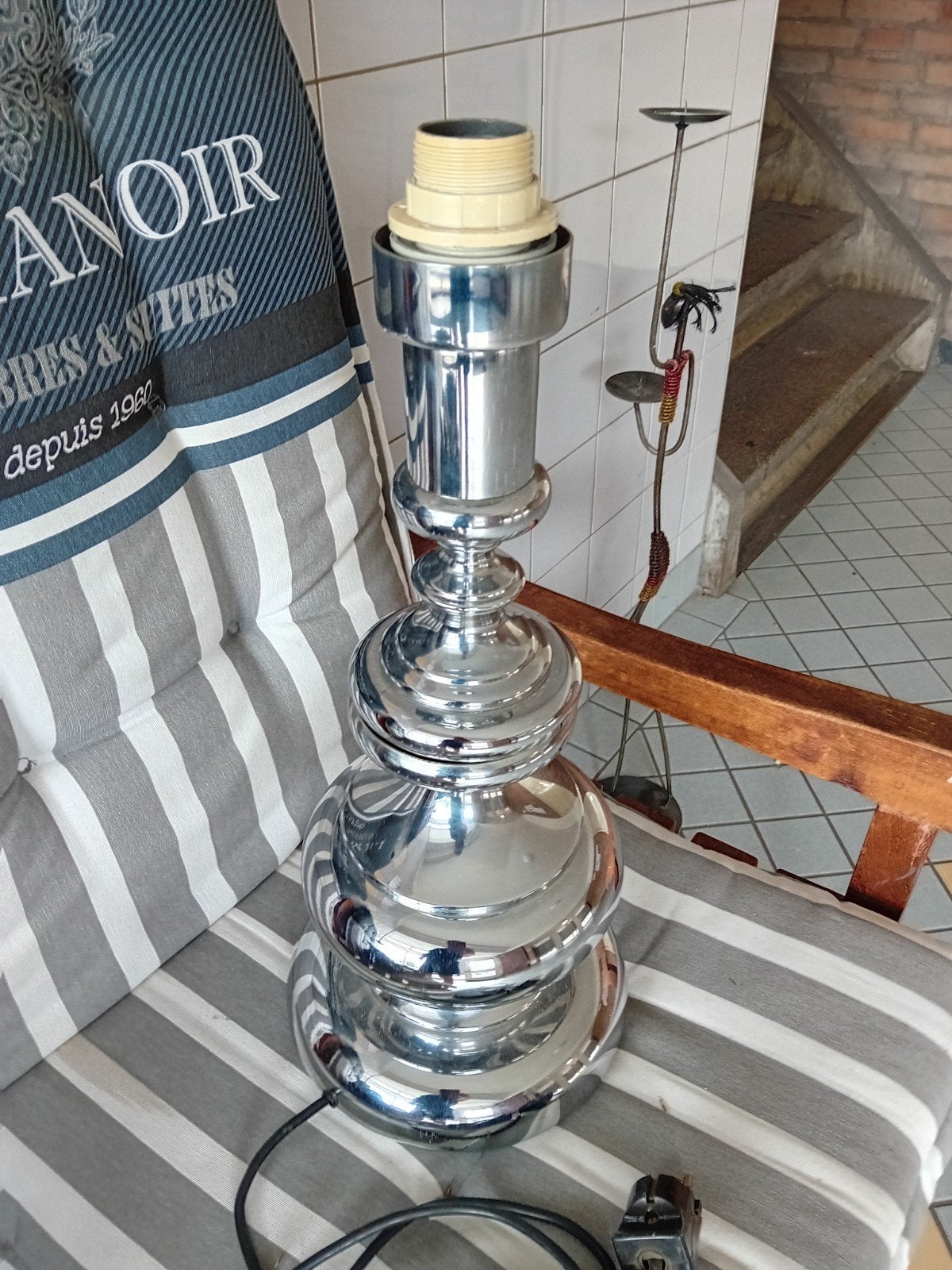 Vintage Tafellamp Chroom - Stijlvolle Verlichting, Gebruikt, Overige merken, Vintage, Met schakelaar
