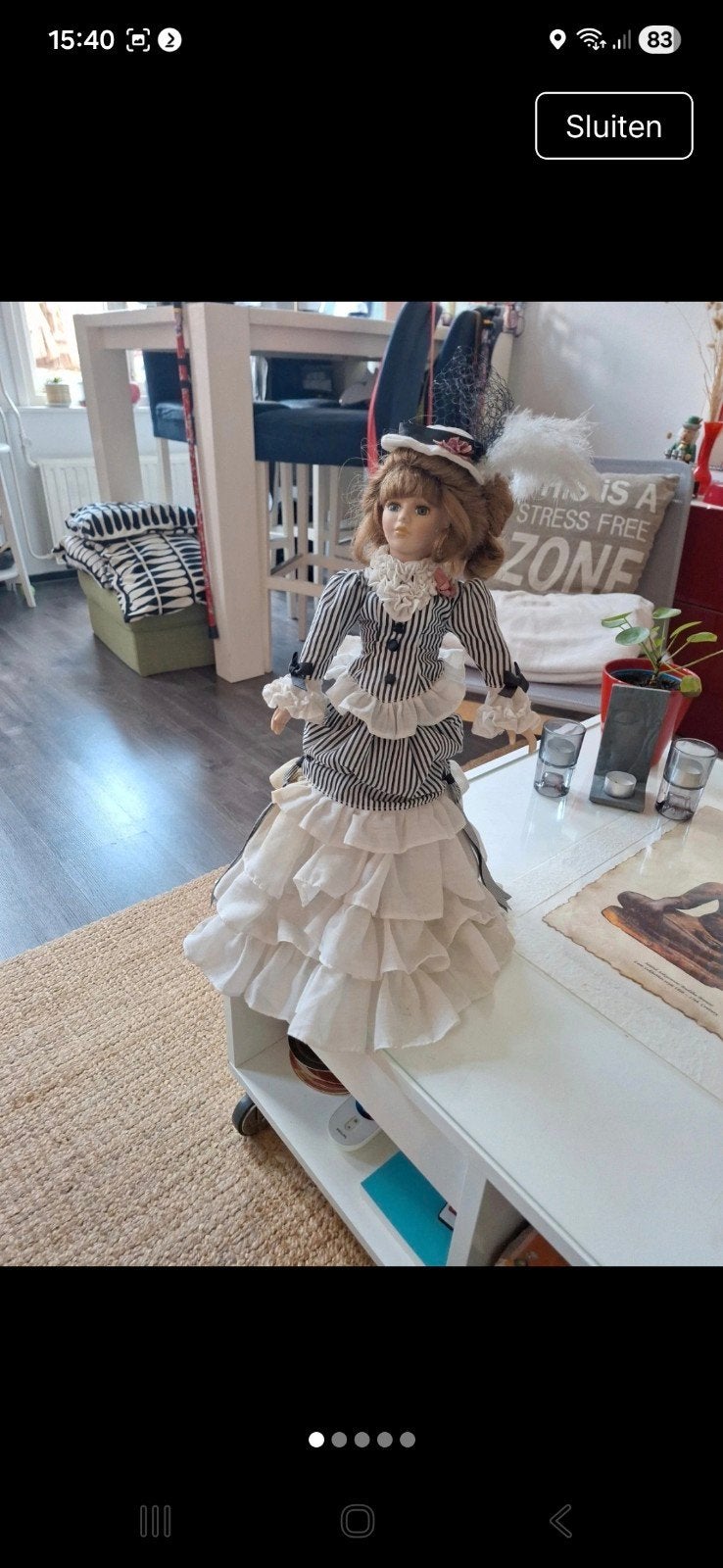 Antieke Porseleinen Pop in Victoriaanse Kleding, Antiek en Kunst, Antiek | Porselein, Ophalen of Verzenden