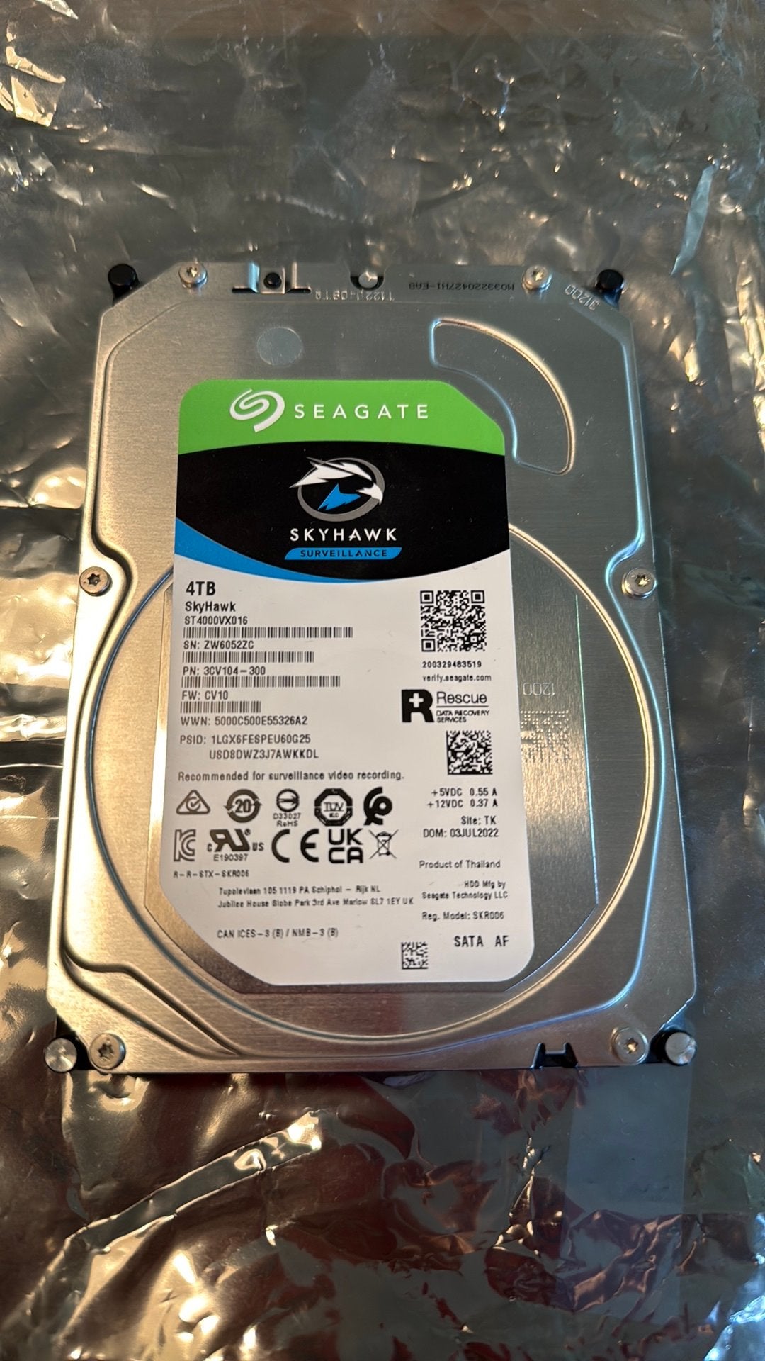 Seagate Skyhawk 4TB SATA NVR RECORDER, Ophalen of Verzenden, Zo goed als nieuw, Desktop, 4TB