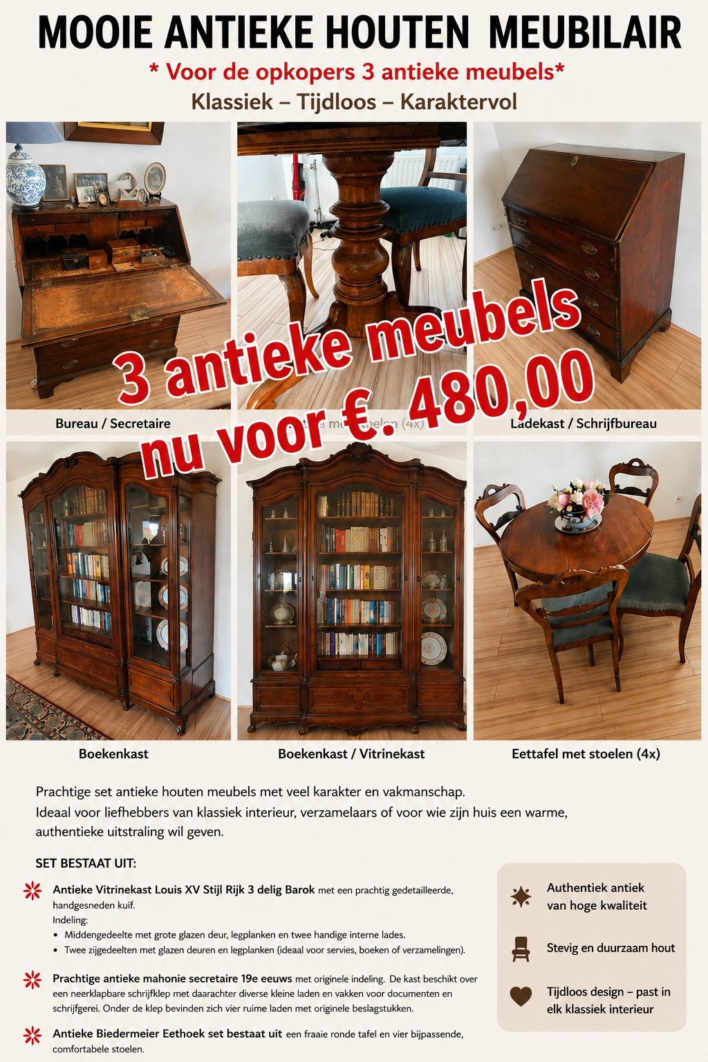 ❗️3 antike meubels Voor de opkopers en antiek verzamelaars❗️, Antiek en Kunst, Ophalen