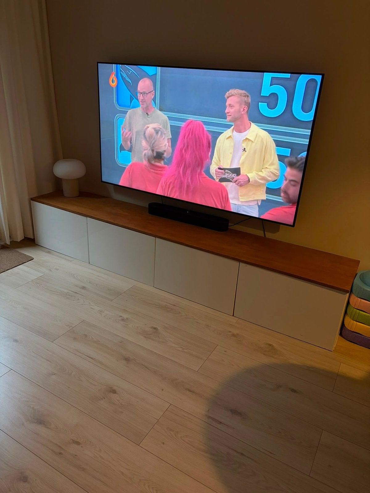 Besta ikea meubel met houten plank, Ophalen, Gebruikt, 200 cm of meer, Minder dan 100 cm