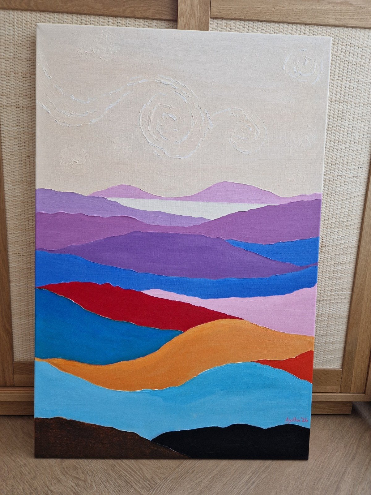 Abstract Landschap Schilderij - Oil op Canvas, Ophalen