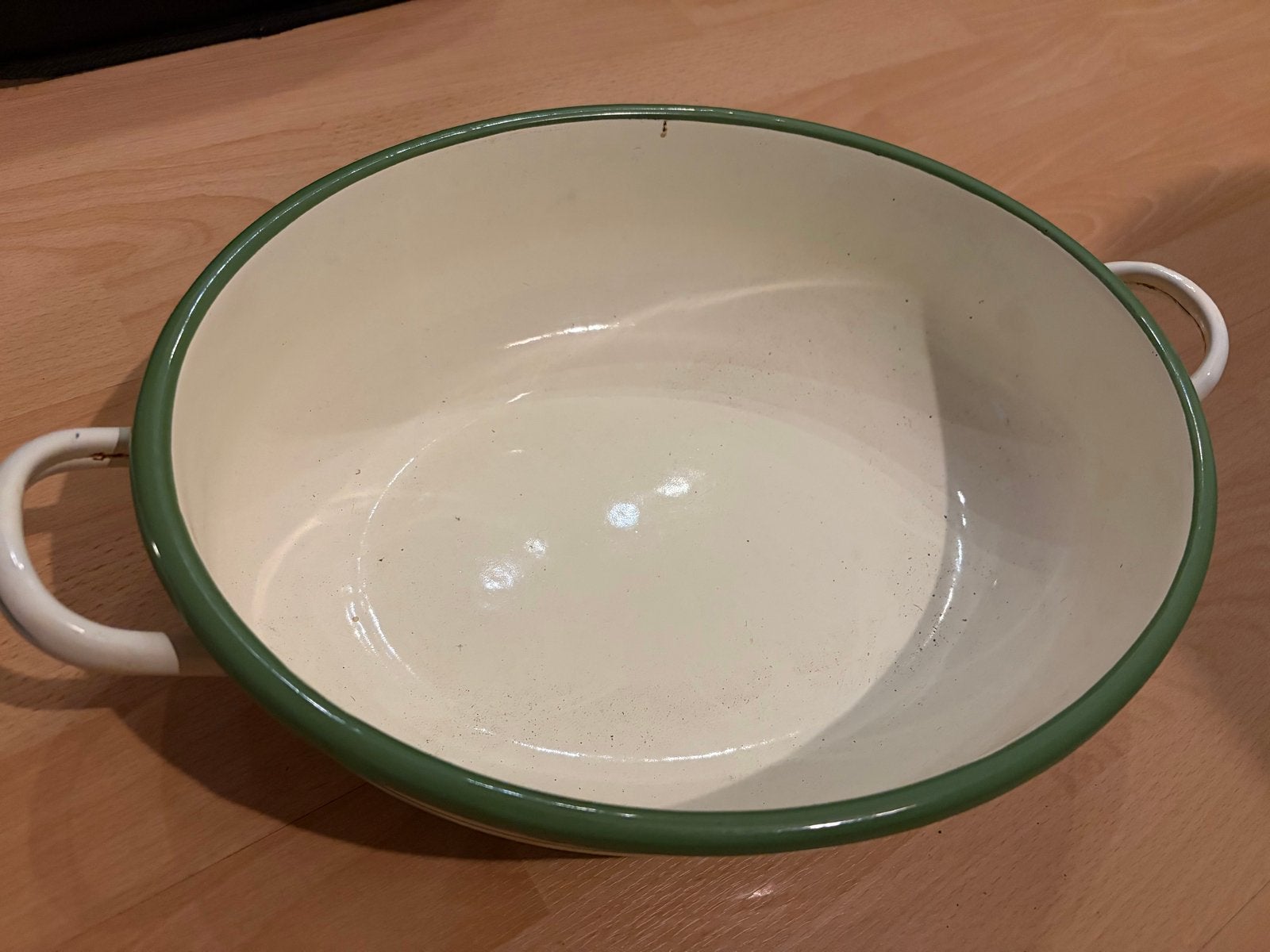Vintage geëmailleerde teil  met handvatten, Ophalen of Verzenden