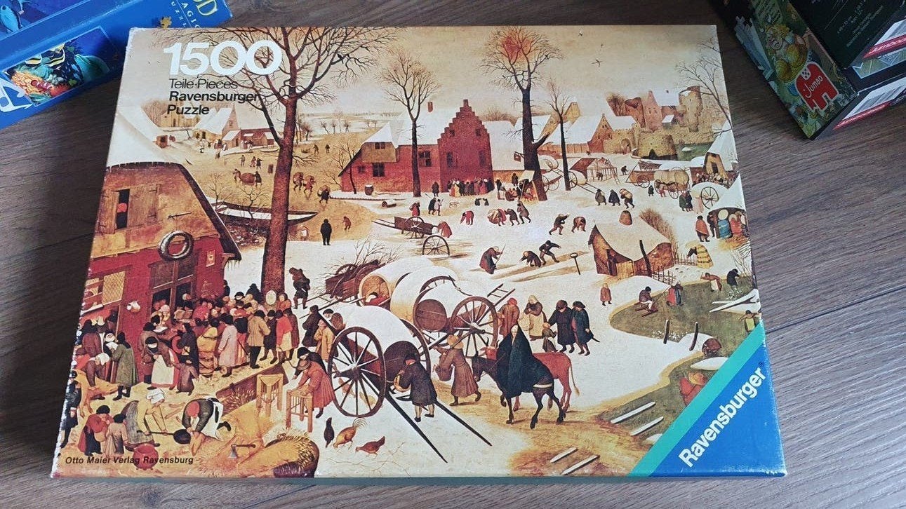 Ravensburger Legpuzzel 1500 stukjes - De Boerenbruiloft, Ophalen of Verzenden, 500 t/m 1500 stukjes, Gebruikt, Legpuzzel