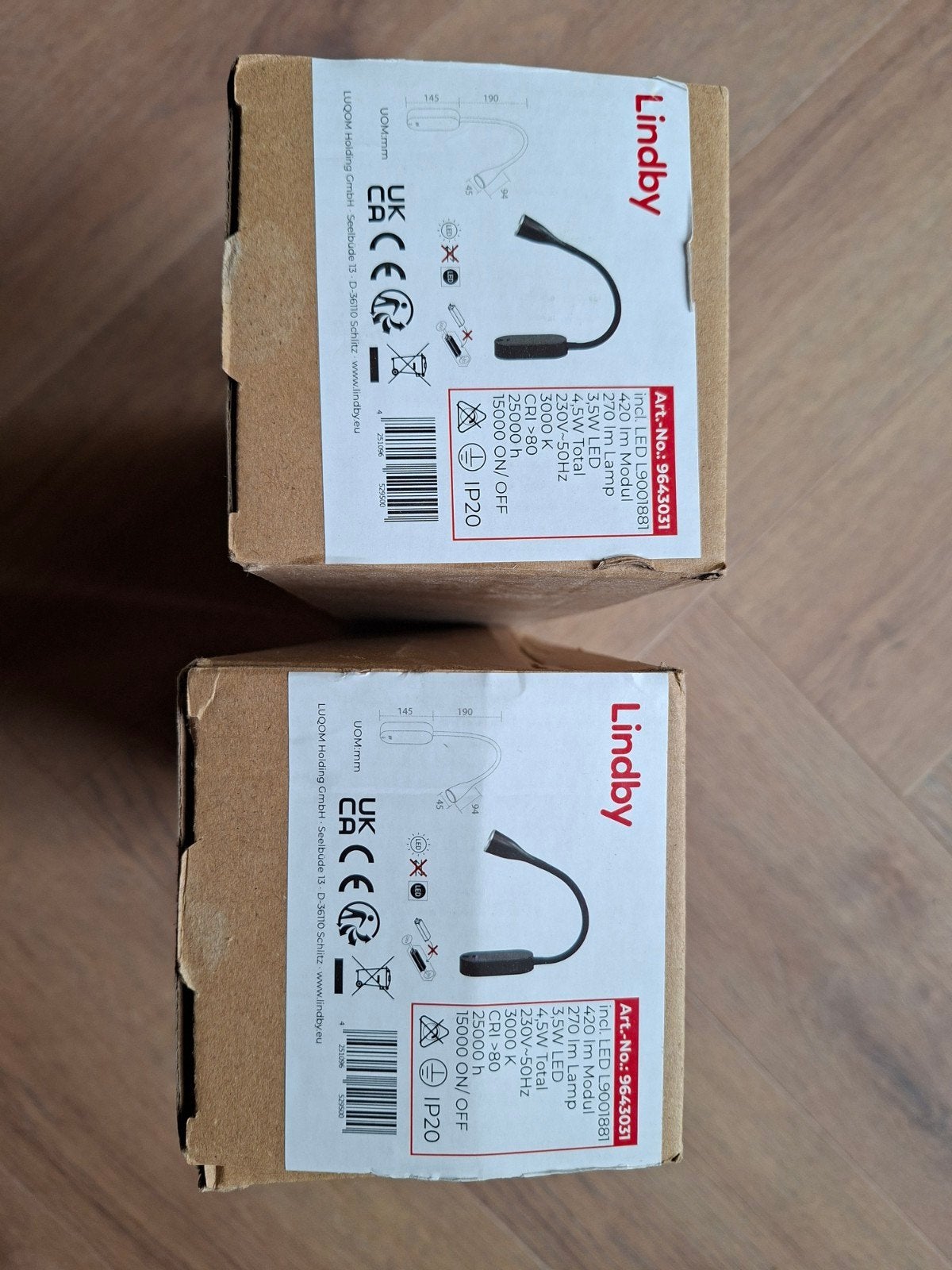 Lindby LED leeslamp 4,5W, 3000K, 3 stuks, Ophalen, Nieuw, Zwart