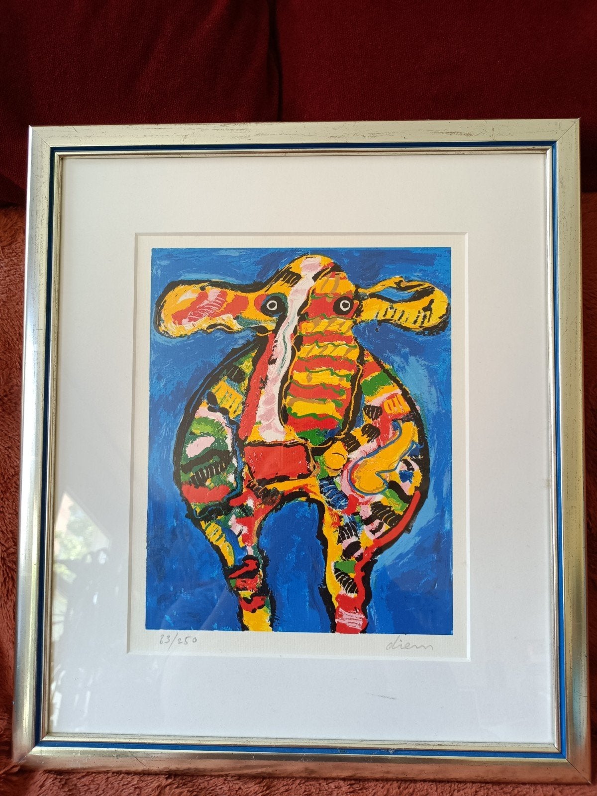 Kleurrijke koe print, Papier/karton, Ophalen of Verzenden, Dieren, Print