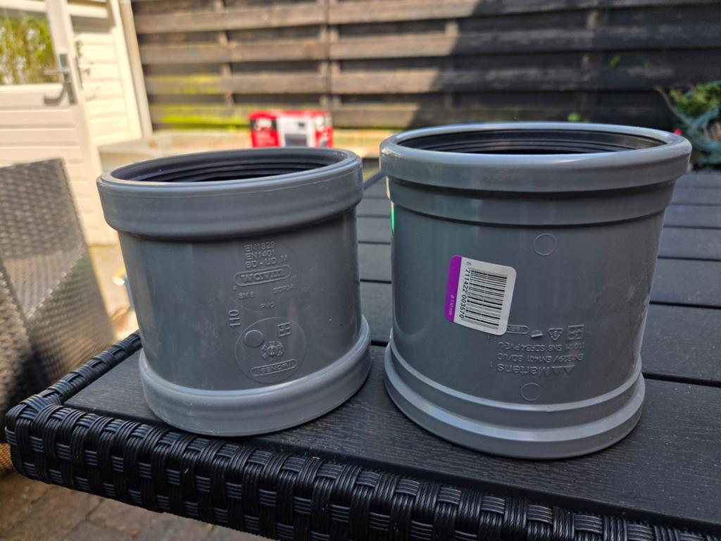 PVC overschuifmof 110 mm – Wavin & Martens – 2 stuks, Ophalen of Verzenden, Nieuw