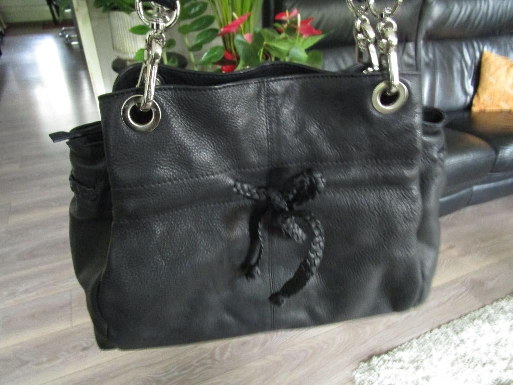 Leren Arma tas nieuwstaat 40 bij 27 cm z.g.a.n., Verzenden, Zo goed als nieuw, Zwart, Handtas