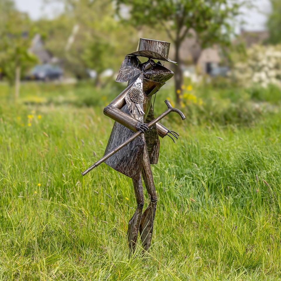 antropomorfe kikker - metalen beelden op mooievogels, Antiek en Kunst, Kunst | Designobjecten, Ophalen of Verzenden