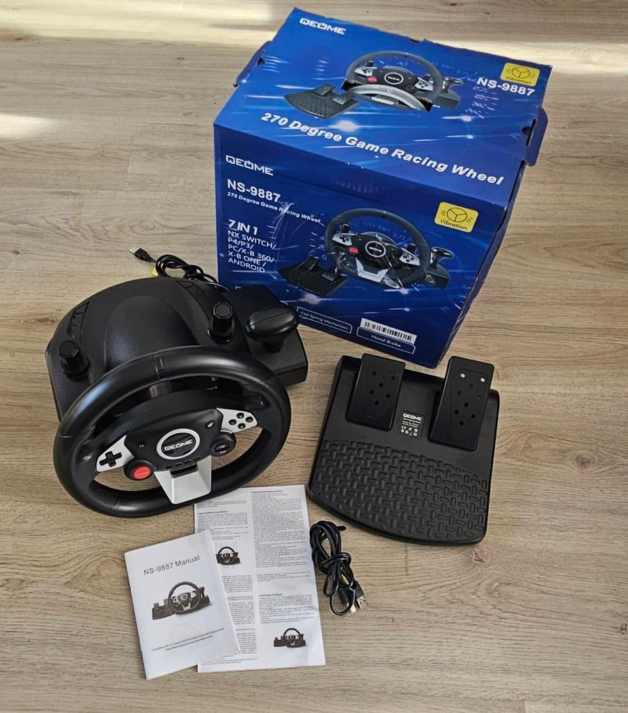 Racestuurset QEOME NS-9887 7-in-1 met pedalen, Ophalen of Verzenden, Gebruikt