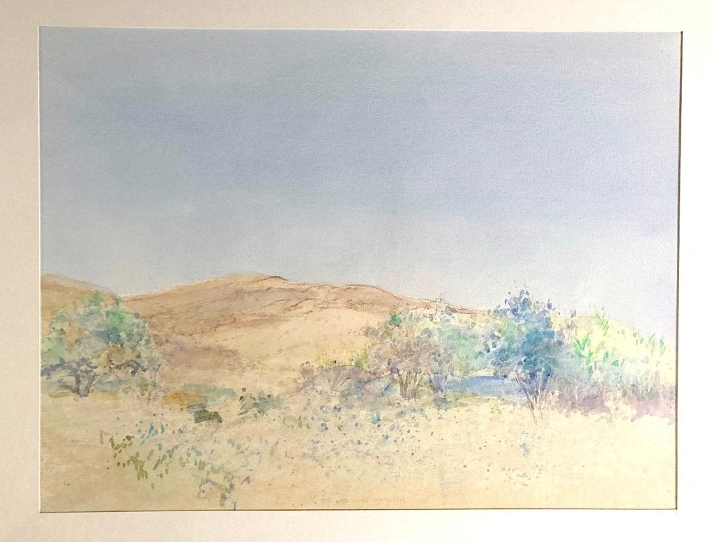 Werk in acquarel, waterverf en krijt van Leo van Sluis, Aquarel, Papier/karton, Passe-partout, Landschap