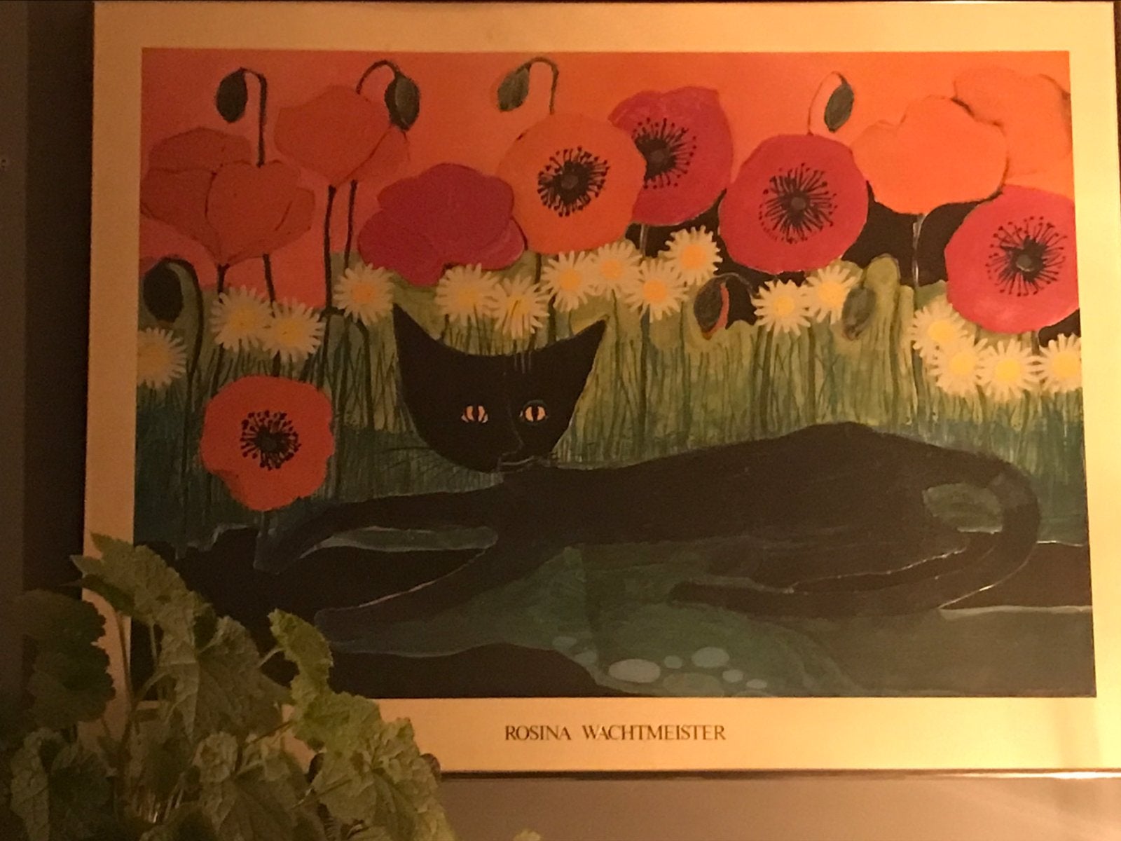 Vintage 1980 Rosina Wachtmeister Black cat schilderij!, Ophalen