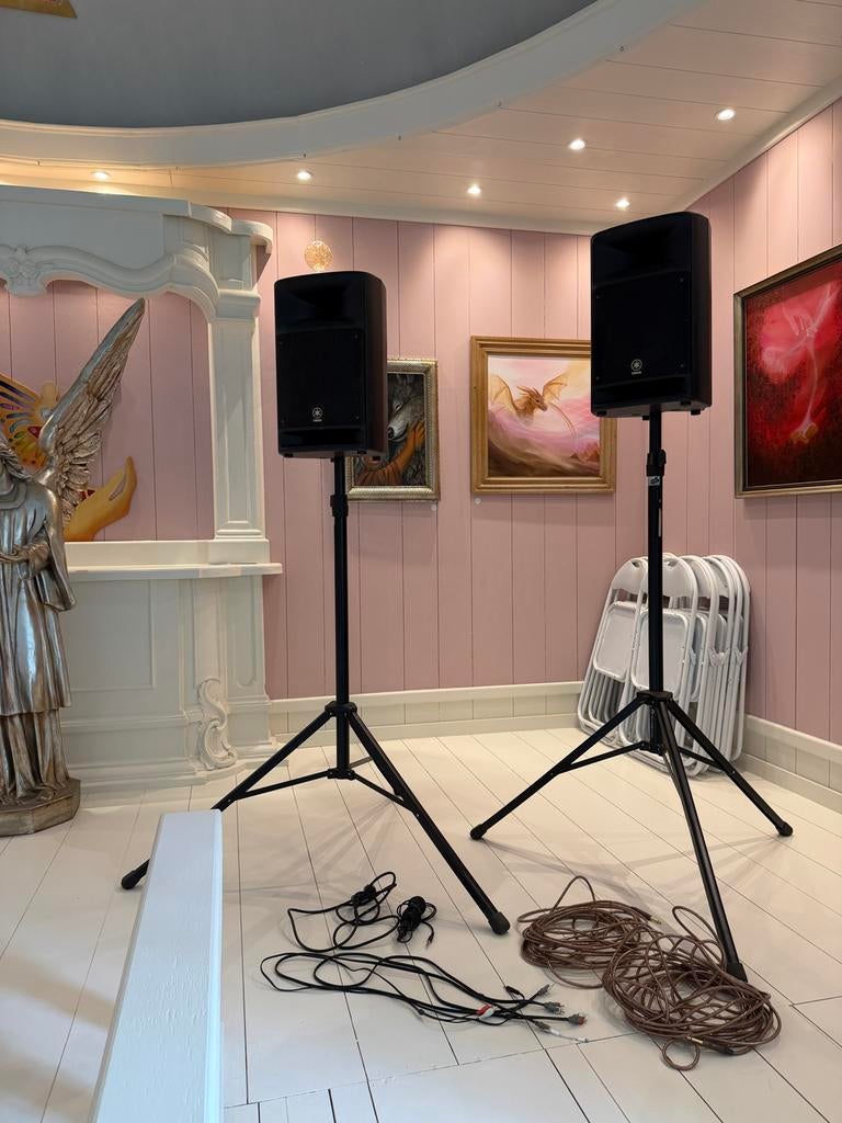 Yamaha Stagepas 500 PA set met statieven en kabels, Ophalen, Gebruikt, 500 tot 1000 watt, P.A.