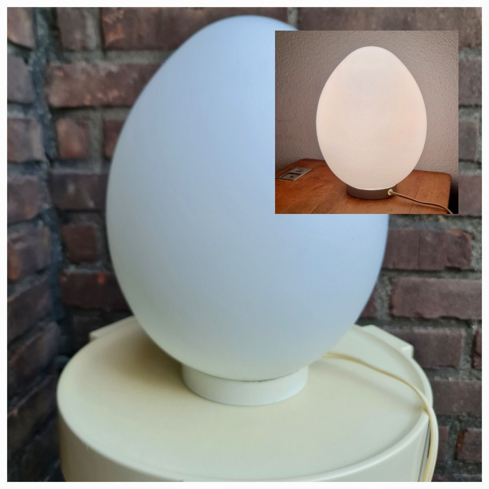 Eilamp egglamp groot wit tafellamp zeer mooie staat zeldzaam, Ophalen