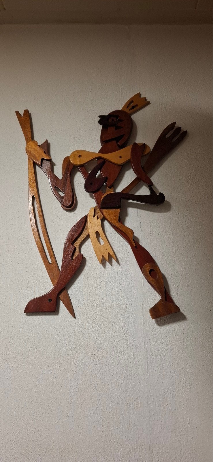 Surinaamse houtsnijwerk wand decoratie., Handgemaakt, Wanddecoratie, Modern, Meerkleurig