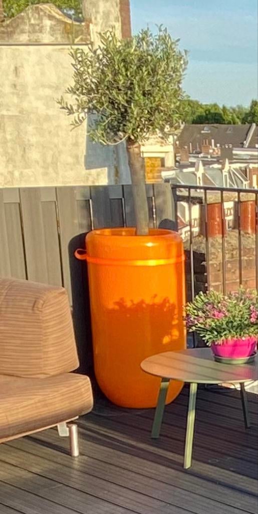 Bloom! 2x pill 90 oranje bloempot -  verlicht & afwatering, Kunststof, 40 cm of meer, Rond, Ophalen of Verzenden