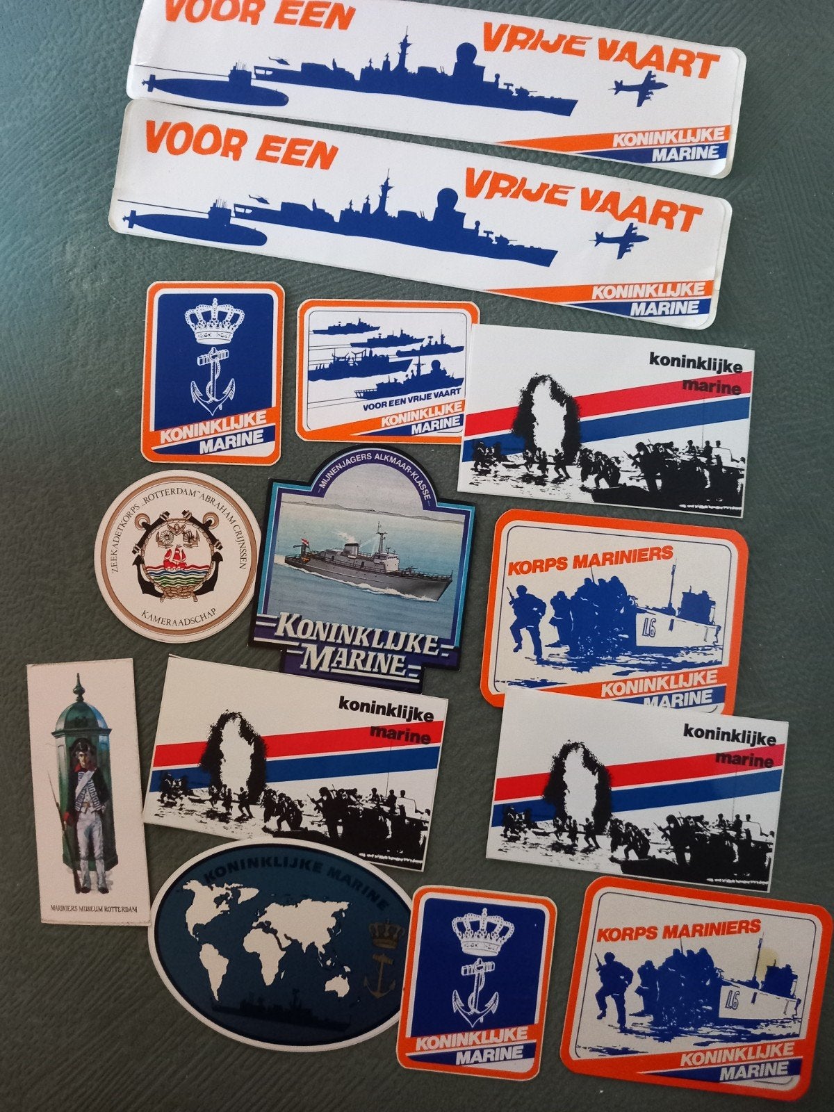 oude stickers Koninklijke Marine, Korps Mariniers, marine, Verzamelen, Ophalen of Verzenden, Gebruikt, Bedrijf of Vereniging