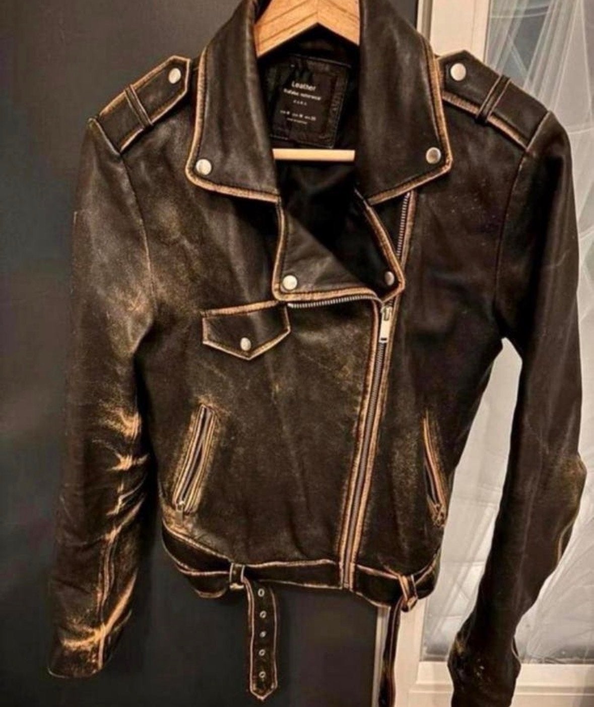 Zara Trafaluc Leren Bikerjack Maat M, Ophalen of Verzenden, Zo goed als nieuw, Maat 38/40 (M), Bruin